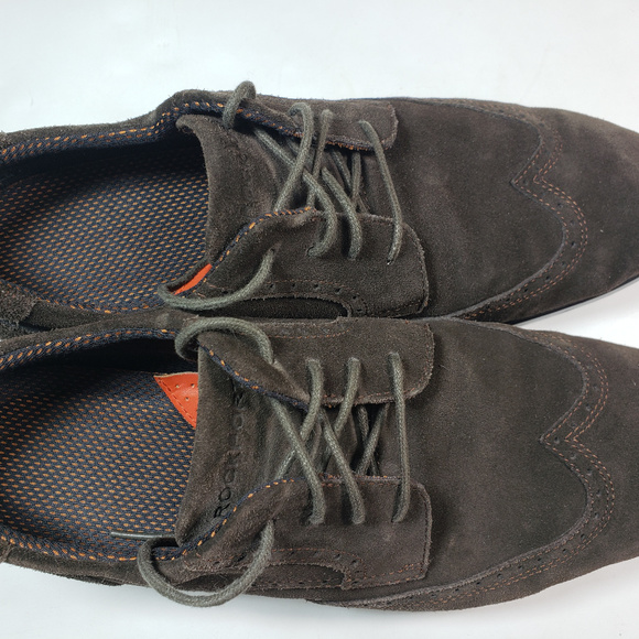Rockport Men's Wing Tip Chocolate Suede Oxford 10 - Picture 5 of 7